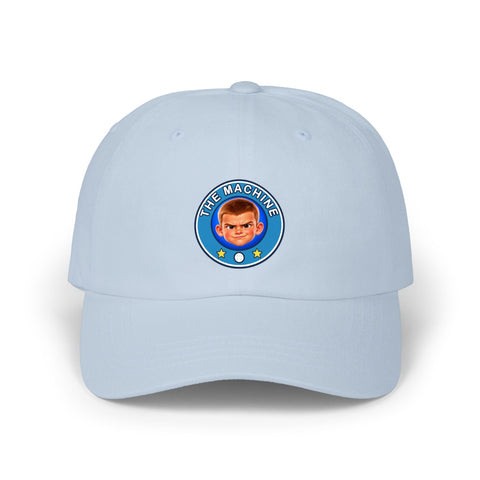 Super Golfers The Machine cap in light blue – front view with the print