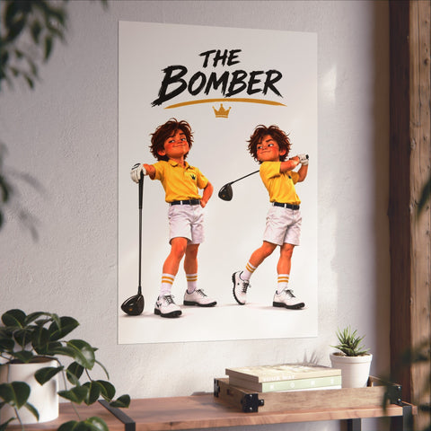 Super Golfers poster “The Bomber in Two Poses” hanging on the wall