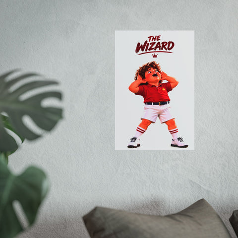 Super Golfers poster “The Wizard’s Celebration” hanging on the wall