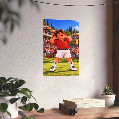 Super Golfers poster “The Wizard’s Victory” hanging on the wall