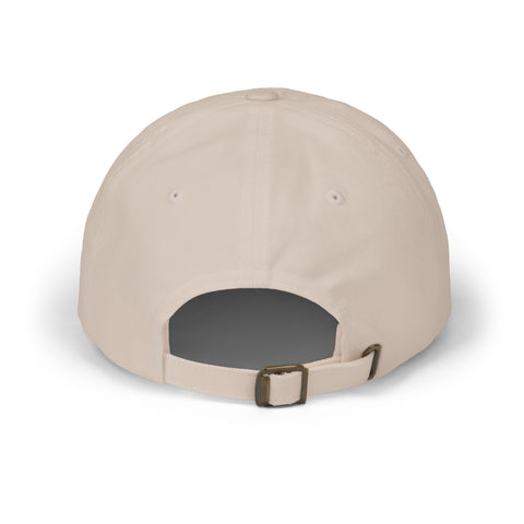 Super Golfers SG Crest cap in stone β back view with strap and buckle