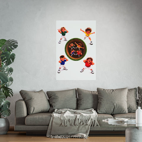 Super Golfers poster “The Team at the Hole” hanging on the wall