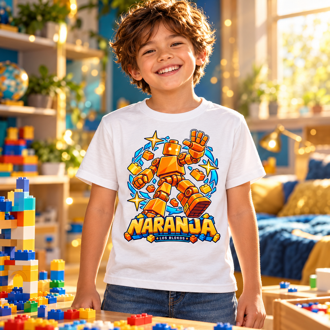 Blokos lifestyle · t-shirts-naranja-ES · illustrative scene