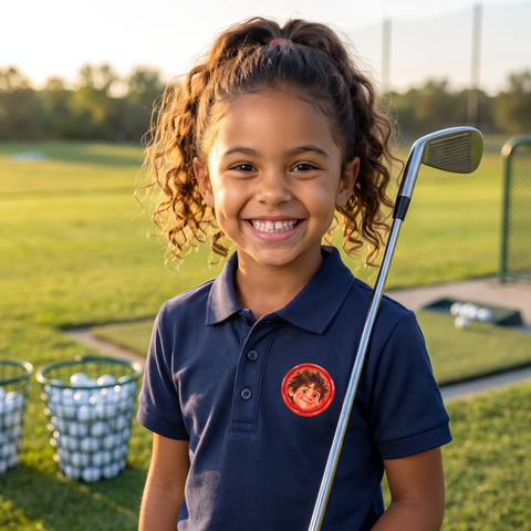 Girl at the driving range in The Wizard polo