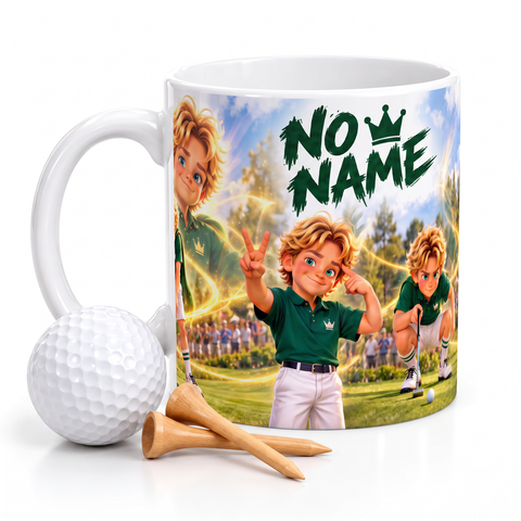 No Name mug with golf ball and tees