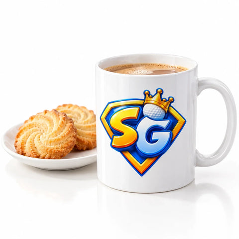 SG mug with hot chocolate and biscuits