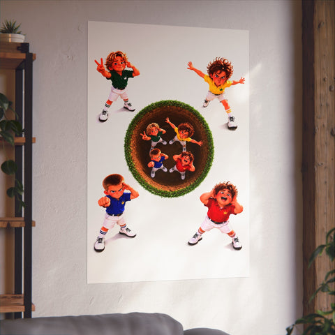 Super Golfers poster “The Team at the Hole” hanging on the wall