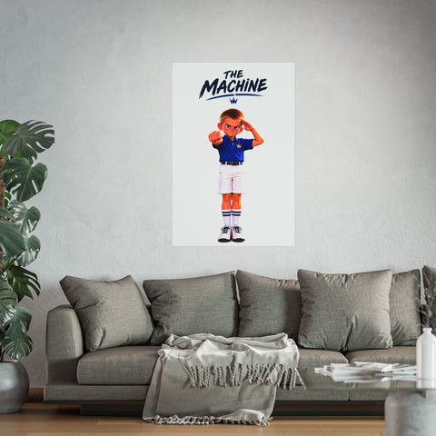 Super Golfers poster “The Machine’s Celebration” hanging on the wall
