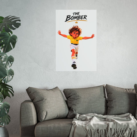 Super Golfers poster “The Bomber’s Celebration” hanging on the wall