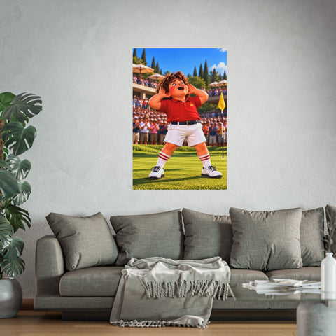 Super Golfers poster “The Wizard’s Victory” hanging on the wall