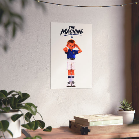Super Golfers poster “The Machine’s Celebration” hanging on the wall
