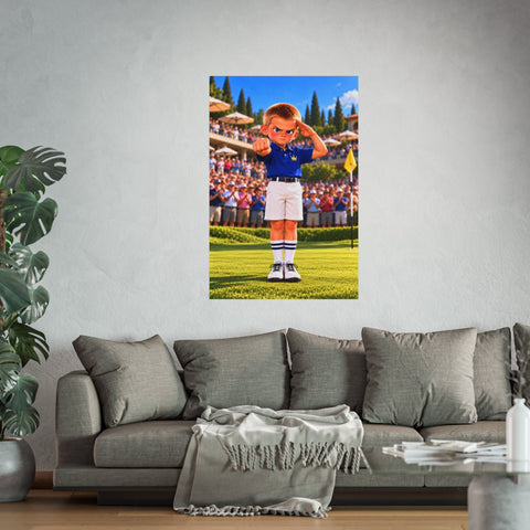Super Golfers poster “The Machine’s Victory” hanging on the wall