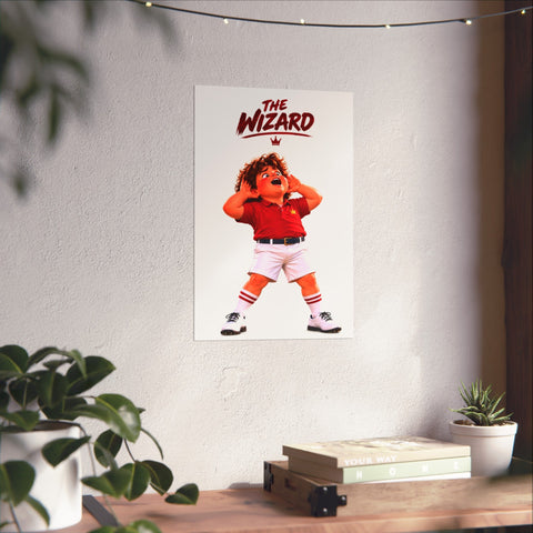 Super Golfers poster “The Wizard’s Celebration” hanging on the wall