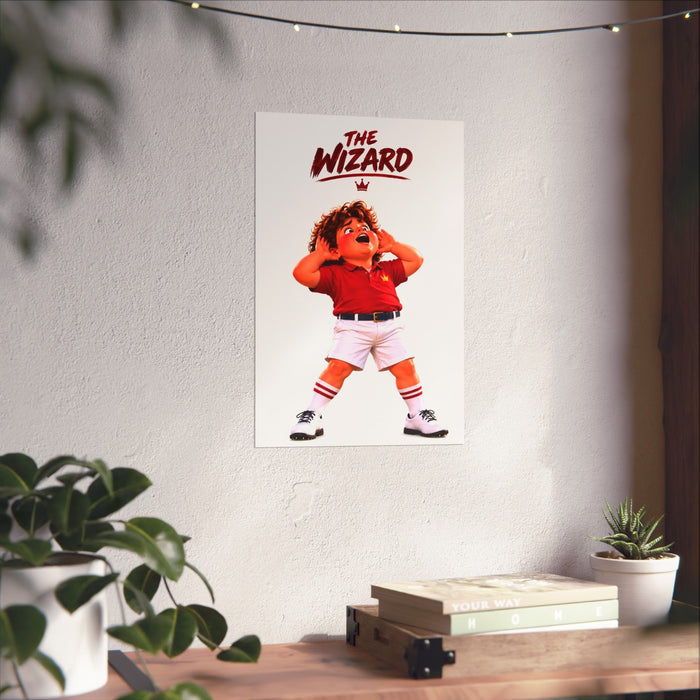 Super Golfers poster “The Wizard’s Celebration” hanging on the wall