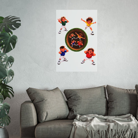 Super Golfers poster “The Team at the Hole” hanging on the wall