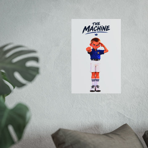Super Golfers poster “The Machine’s Celebration” hanging on the wall