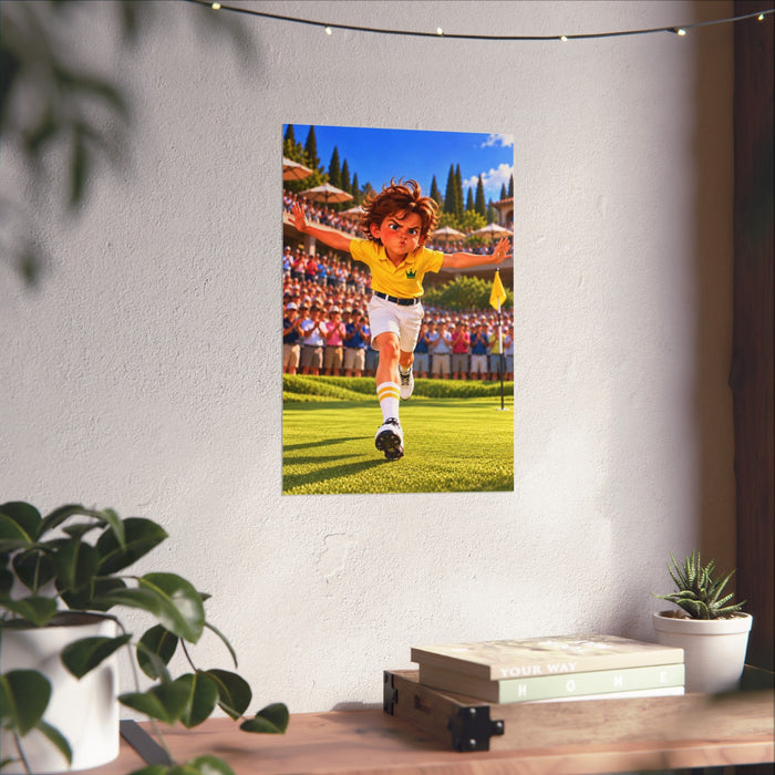 Super Golfers poster “The Bomber’s Victory” hanging on the wall
