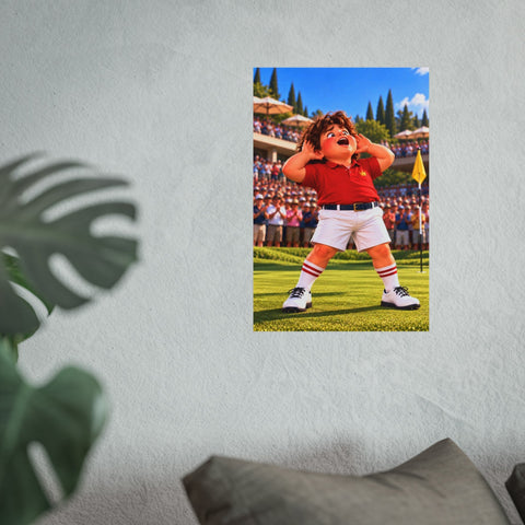 Super Golfers poster “The Wizard’s Victory” hanging on the wall