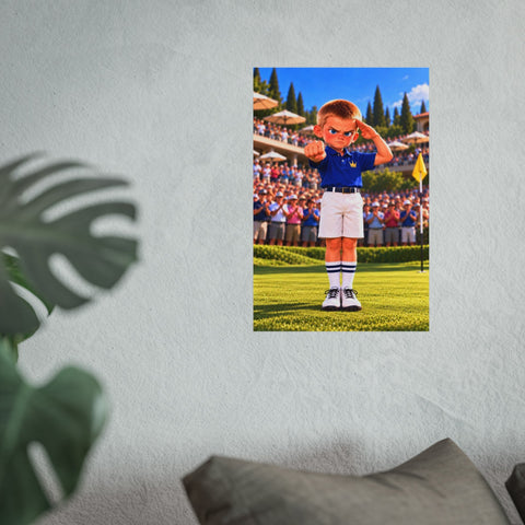 Super Golfers poster “The Machine’s Victory” hanging on the wall