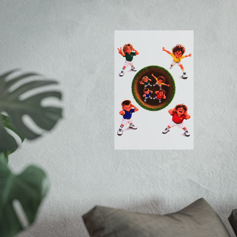 Super Golfers poster “The Team at the Hole” hanging on the wall