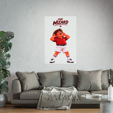 Super Golfers poster “The Wizard’s Celebration” hanging on the wall