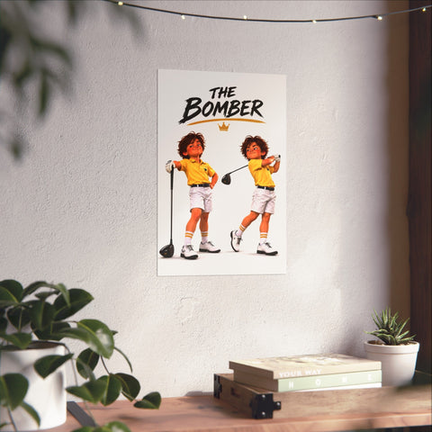 Super Golfers poster “The Bomber in Two Poses” hanging on the wall