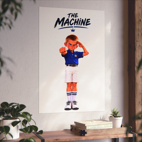 Super Golfers poster “The Machine’s Celebration” hanging on the wall