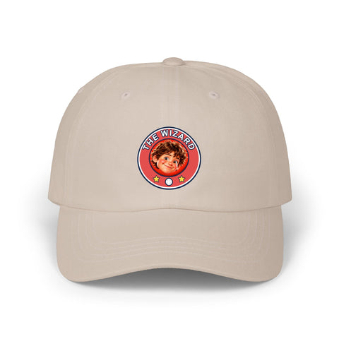 Super Golfers The Wizard cap in stone – front view with the print