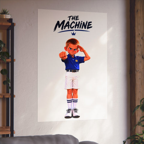 Super Golfers poster “The Machine’s Celebration” hanging on the wall