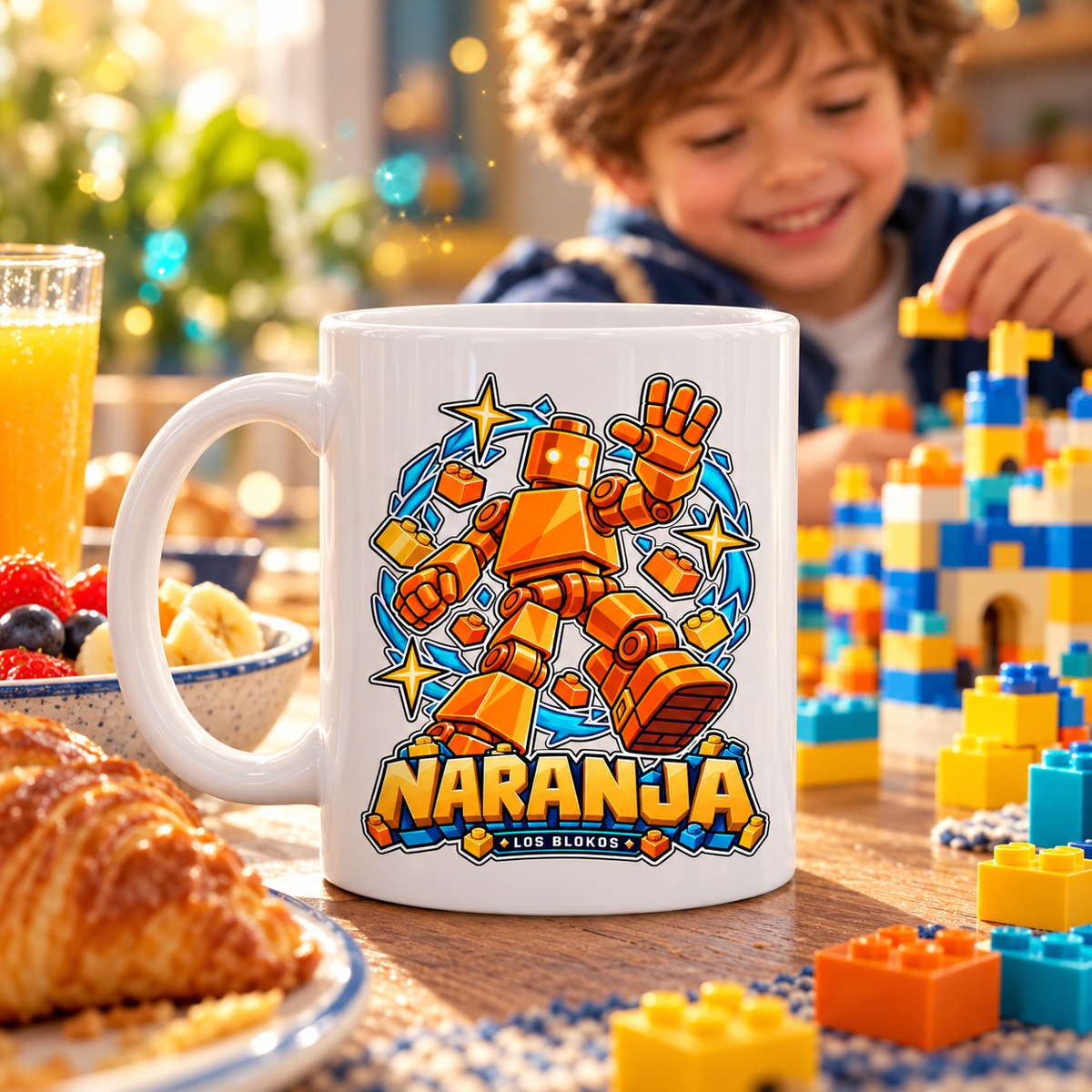 Blokos lifestyle · mugs-naranja-ES · illustrative scene