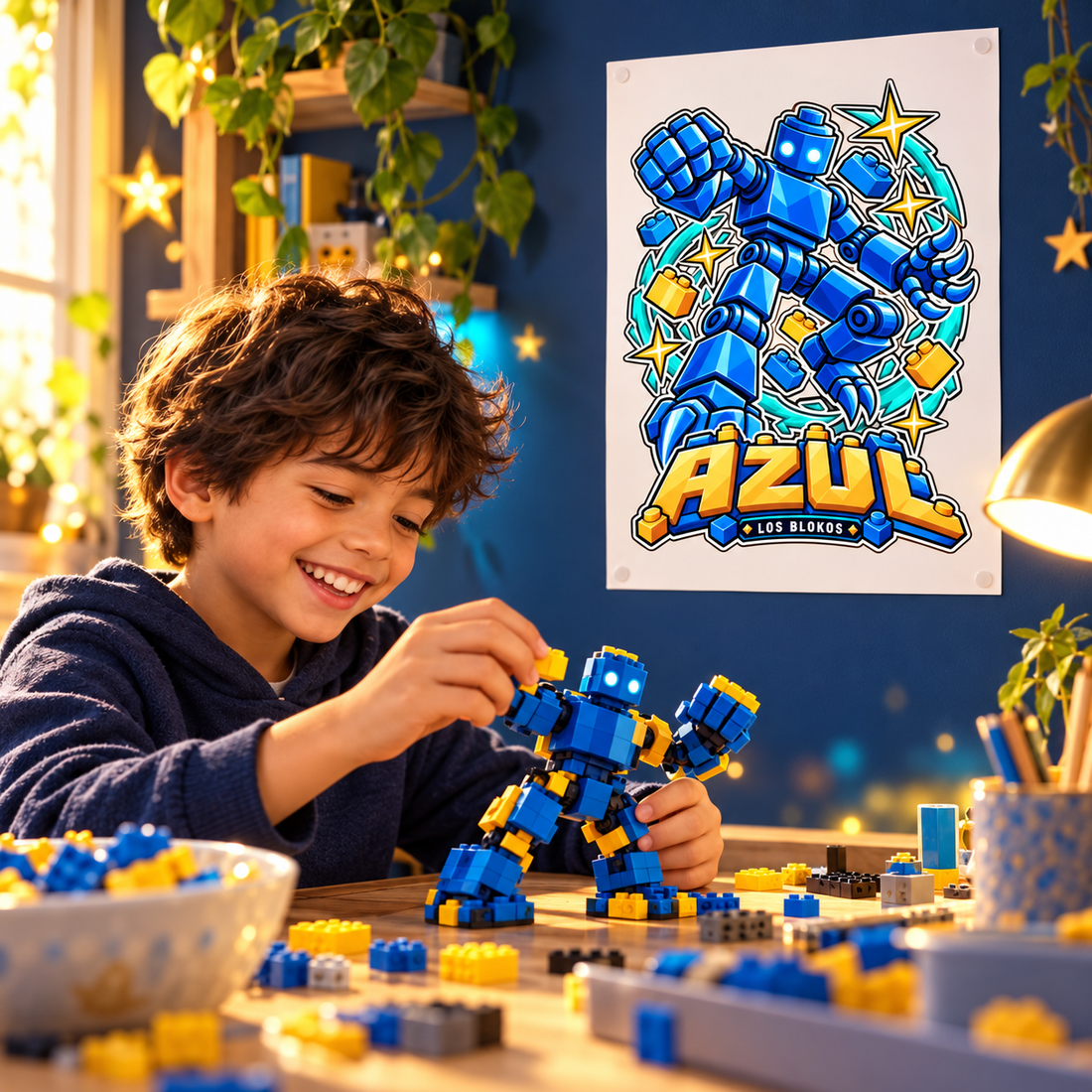 Blokos lifestyle · posters-azul-ES · illustrative scene