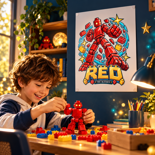 Blokos lifestyle · posters-rojo-GB · illustrative scene