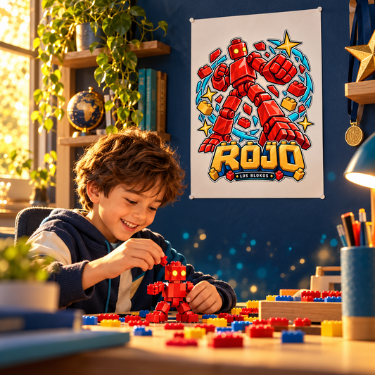 Blokos lifestyle · posters-rojo-ES · illustrative scene