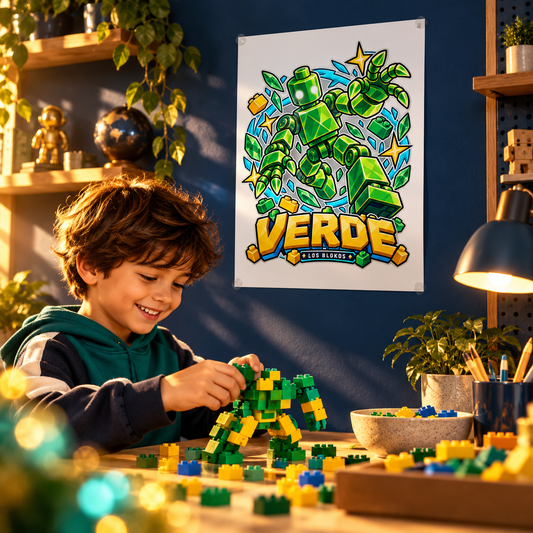 Blokos lifestyle · posters-verde-ES · illustrative scene