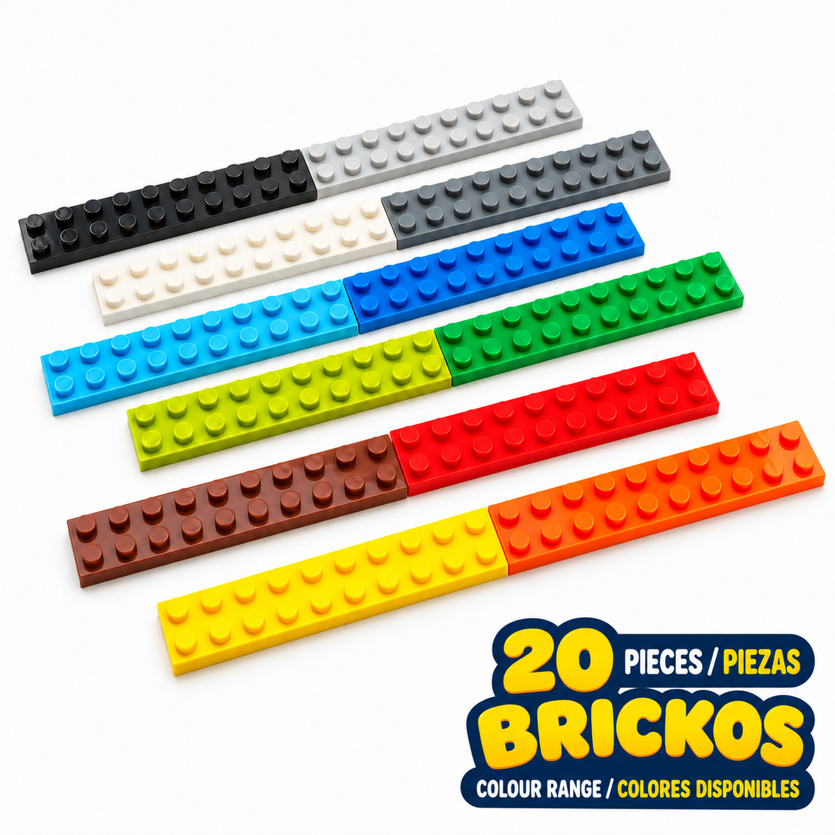 BRICKOS · 20 PIECES / PIEZAS · Bridgeworks