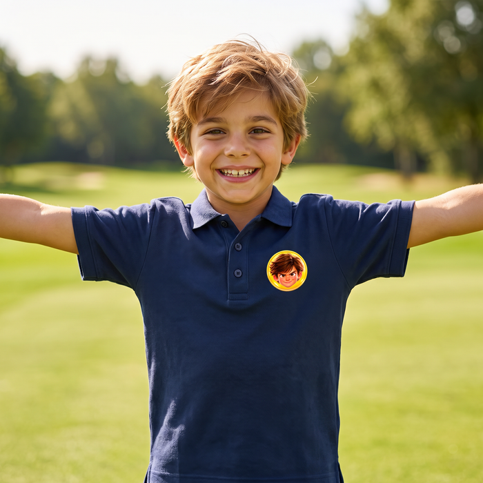 Niño imitando a El Bombardero con su polo