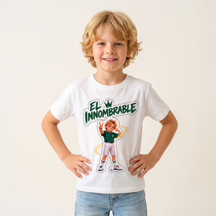 Niño con la camiseta infantil El Innombrable de Supergolfistas