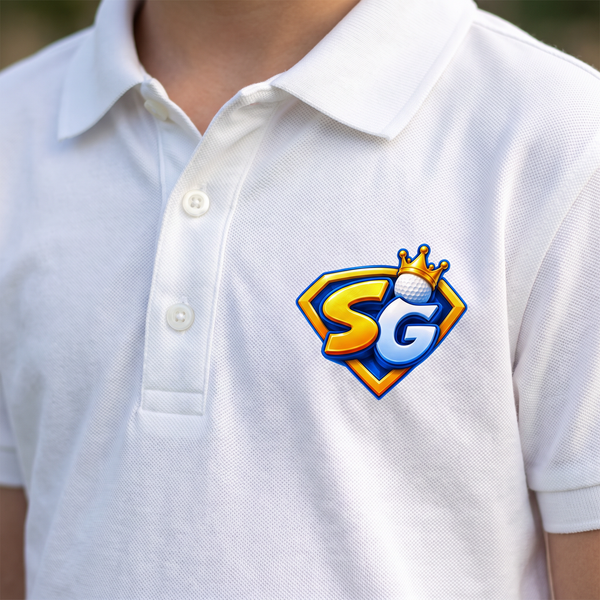 Detalle del escudo SG en el pecho del polo