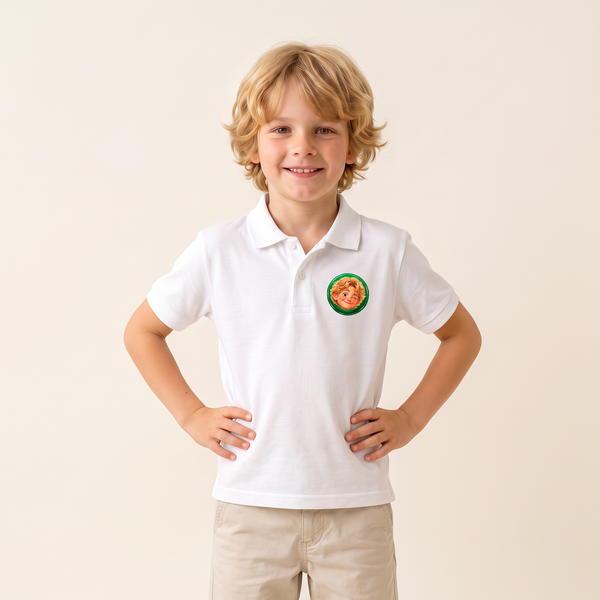 Kid wearing the Super Golfers No Name kids polo