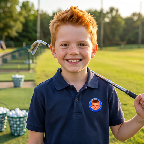 Kid at the driving range in The Machine polo
