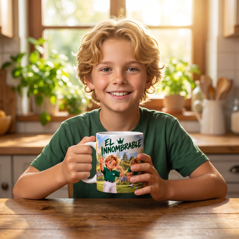 Niño sujetando la taza El Innombrable