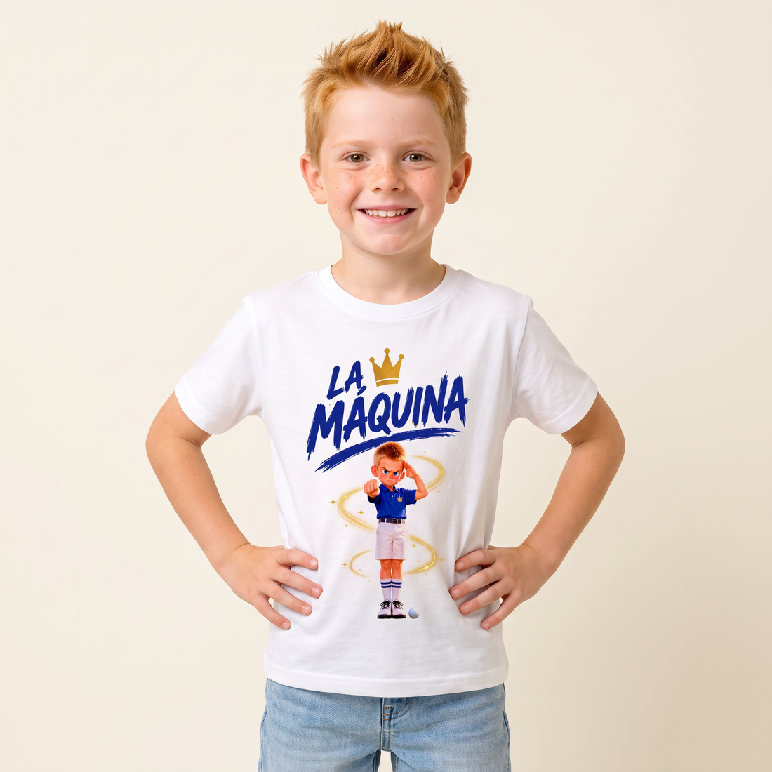 Niño con la camiseta infantil La Máquina de Supergolfistas