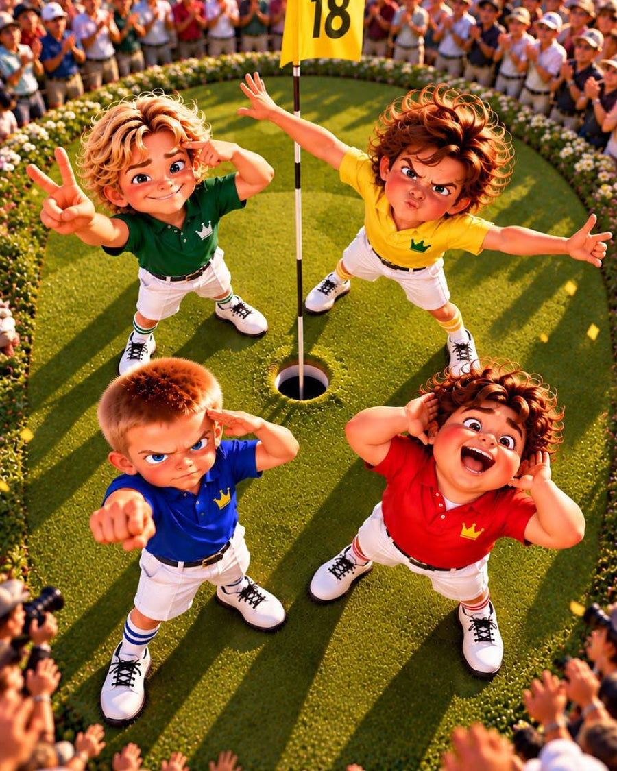 All four, together on the 18th green